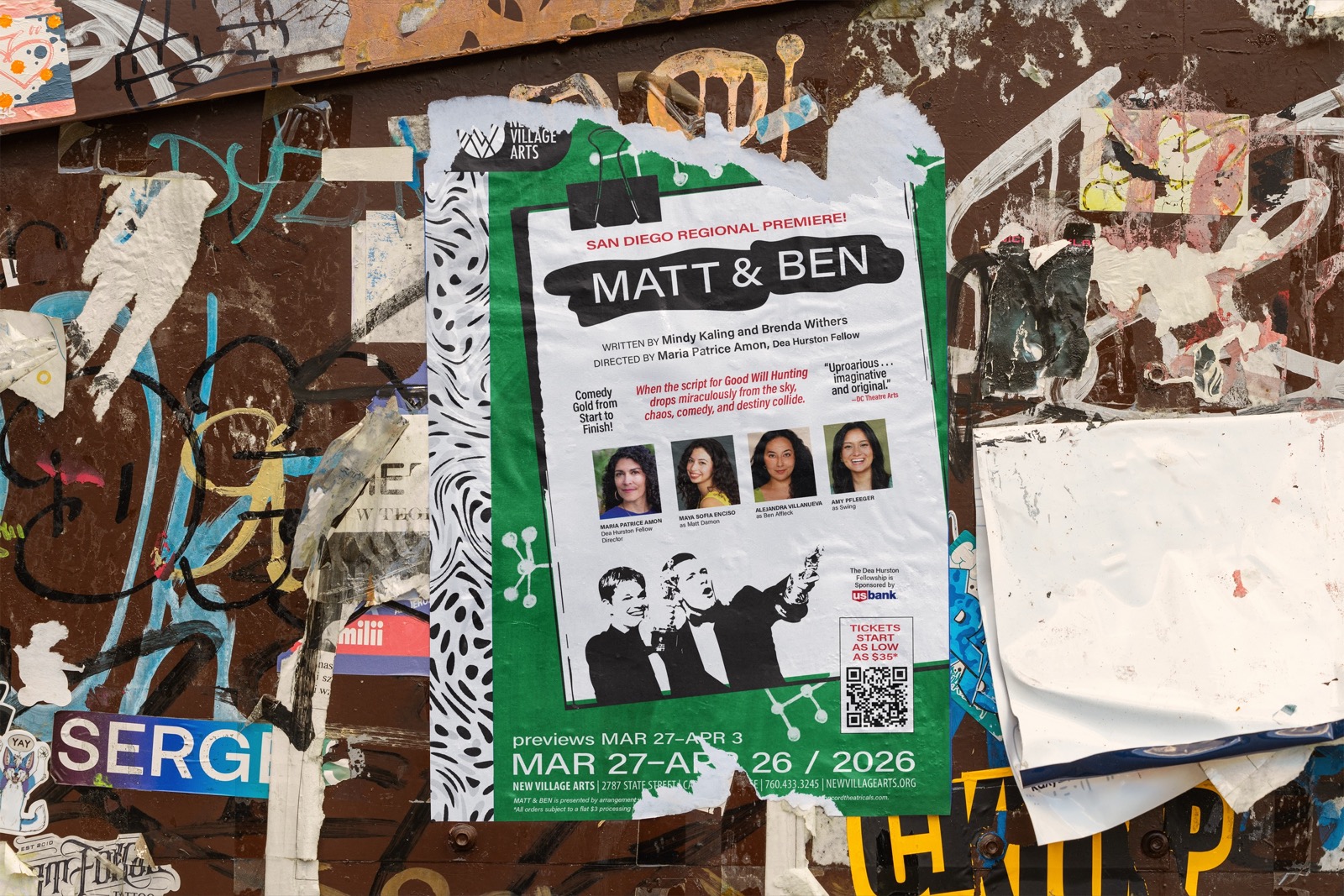 Street poster for Matt & Ben at New Village Arts