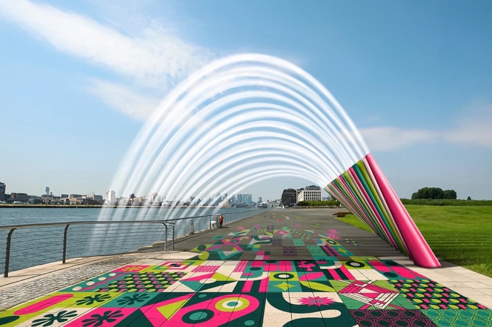 Water mosaic entry rendering